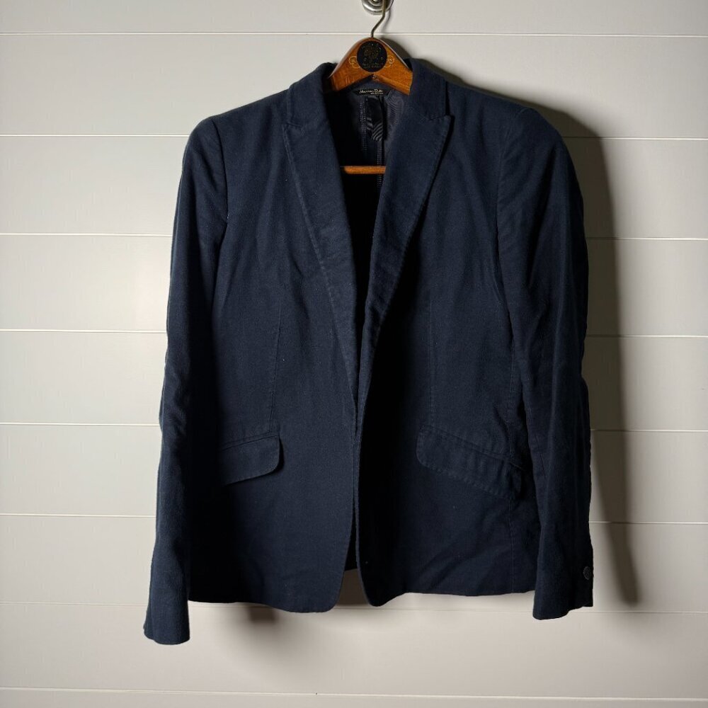 Mossimo Dutti Designer Italian Fabric Blazer with Elbow Patches Navy Sz 12